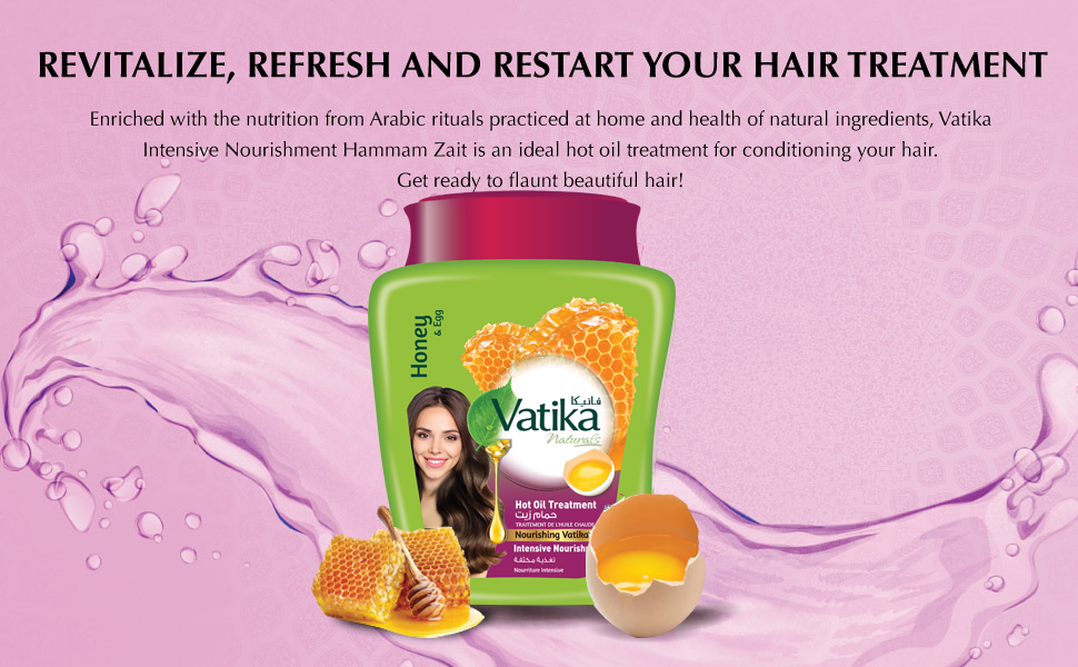 Vatika Hot Oil Treatment Hammam Zaith With Egg & Honey, Hot Oil Treatment For Intensive Nourishment 500gm Egg (Pack of 3)